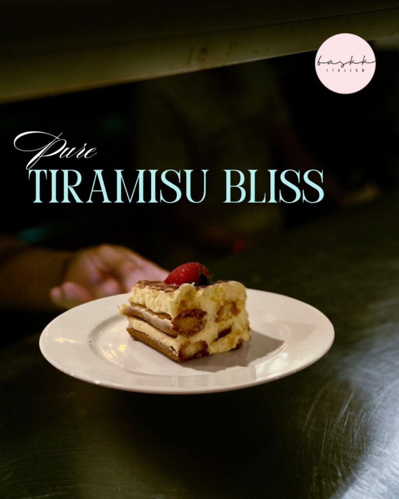 Tiramisu at Baskk – Best restaurant in Coolangatta and Best bar in Gold Coast serving heavenly desserts.