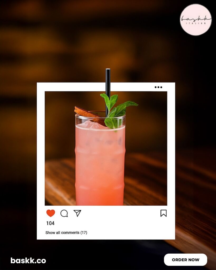 Refreshing pink cocktail at Baskk – Best restaurant in Coolangatta & Best bar in Gold Coast.