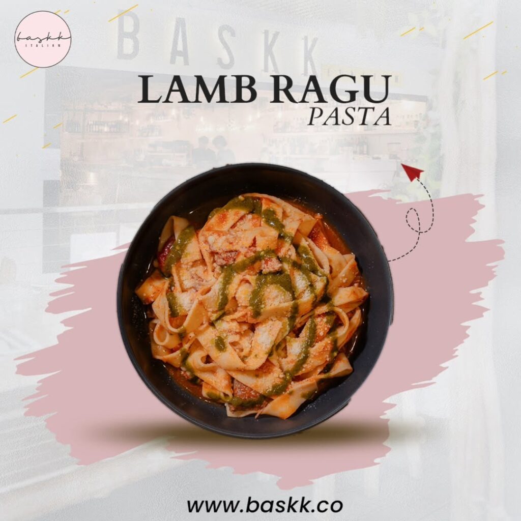 Lamb Ragu Pasta served at Baskk – the Best Restaurant in Coolangatta & Best Bar in Gold Coast